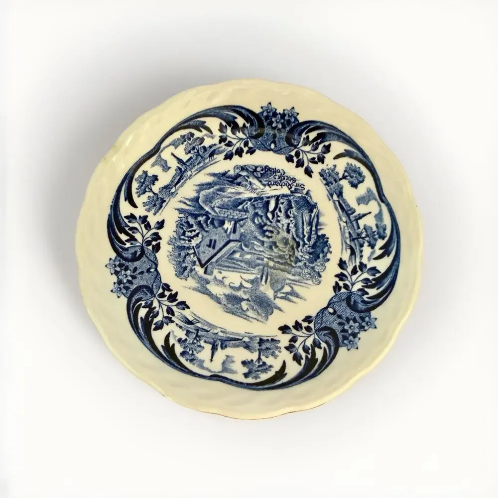 Tulip Time Johnson Bros. Blue on Blue Made In England Teacup & Saucer 3.25”